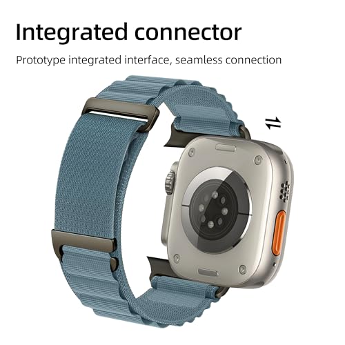 Alpine Nylon Sport Bands Compatible with Apple Watch Ultra Band 49mm 46mm 45mm 44mm 42mm Men Women, Stretch Loop Strap with D-Hook for iWatch Series 10 Ultra SE 9 8 7 6 5 4 3 2 1 (B-Light Blue, 49mm/46mm/45mm/44mm/42mm(Series 3)) - color: B-Light Blue, si