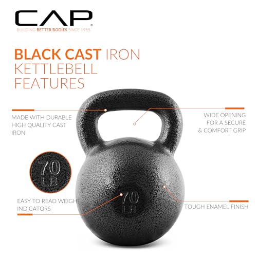 CAP Barbell Cast Iron Kettlebell - Singles and Sets, Multiple Weight Choices - size: 70.0 Pounds