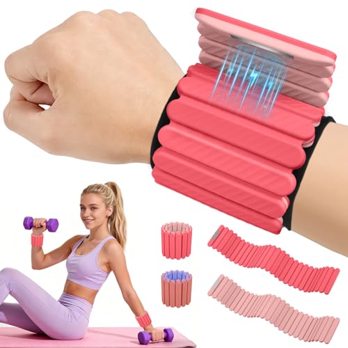 Abahub Adjustable Wrist & Ankle Weights 2Pack, Wearable Silicone Weighted Bracelet for Women, Arm Leg Weights for Home Gym Workout, Jogging, Yoga & Pilates - color: Magnetic Pink, size: 4.4LB Pair (2.2LB Each)
