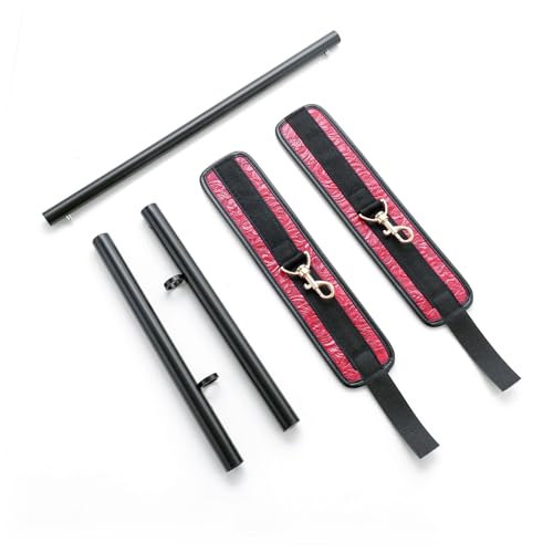 Spreader Bar Heavy Duty Expandable Exercise with 2 pcs Adjustable Strap, Yoga Training Fitness Gear, Workout Bar,Sports Gym Kit - style: Black+Red Embossed Kit