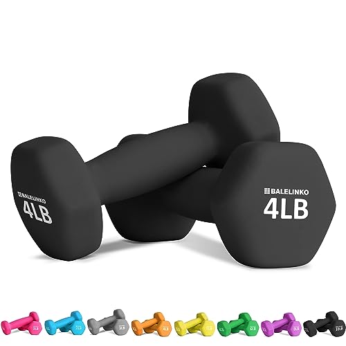 Balelinko Home Gym Equipment Workouts Strength Training Weight Loss Pilates Weights Yoga Sets Weights for Women, Men, Seniors and Youth - color: Black, style: 4 LB, Pair