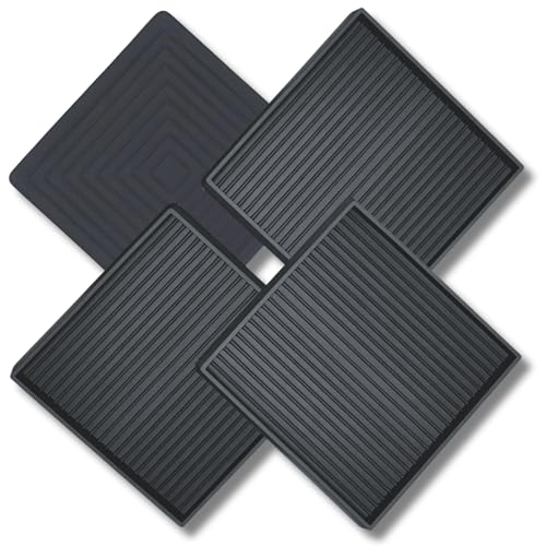 xxxHOLIC Heavy Duty Non Slip Furniture Pads – 4”x 4” Black Square (Set of 4) – Thick 0.2” Natural Rubber Grippers – No Adhesive Furniture Leg Stoppers for Hardwood Floors, Couch & Bed Anti Slide Cups - color: Black, size: 4"*4"Square