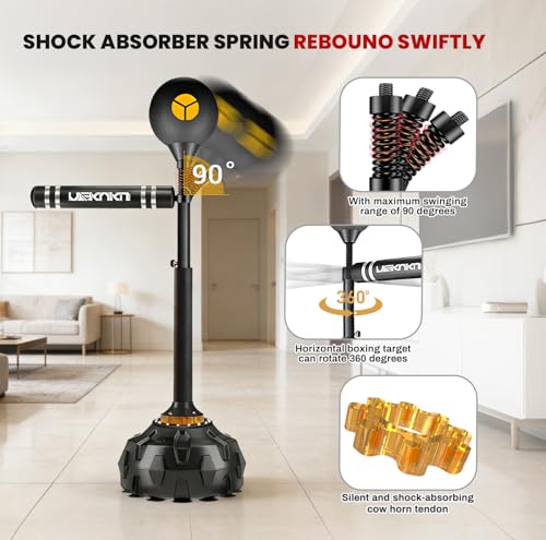 Freestanding Reflex Bag,360° Punching Bag Spinning Bar with Stand,Height Adjustable for Boxing Speed Trainer- for Adults & Teenagers.