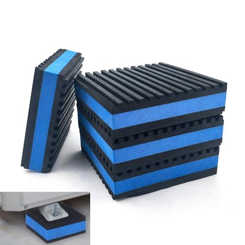 4-Pack Heavy Duty Anti Vibration Pads, 4"x4"x7/8" Thick Sorbothane Rubber Mat for Washing Machine,Treadmill,AC Condenser,Compressor (Blue)