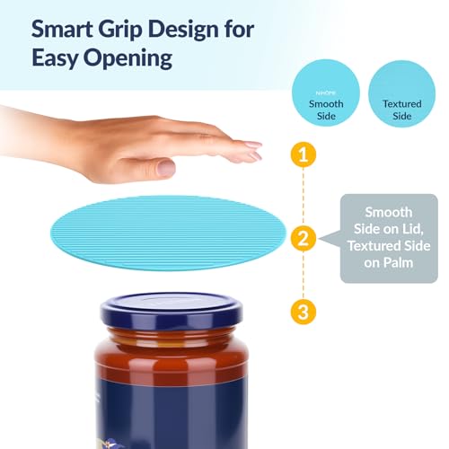 NIHOME Silicone Jar Opener – 6 Inch Large Anti-Slip Grip Pads, Premium 100% Food-Grade Silicone, Stylish Designer Colors, Multi-Purpose Heat-Resistant Mat & Coaster, Set of 4 (Ocean Gradient) - color: Ocean Gradient-4PCS, size: Round Shape