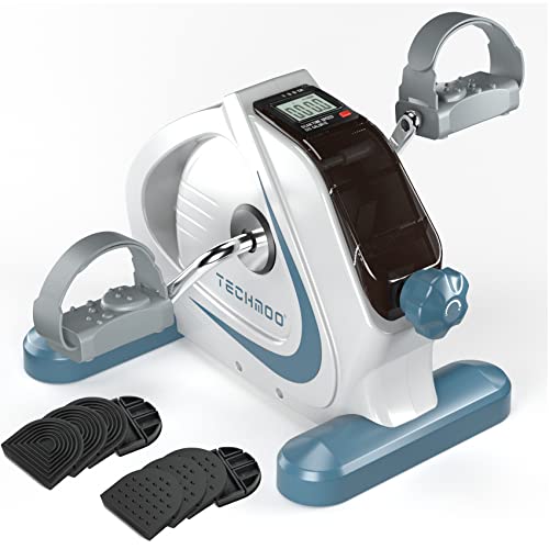 Under Desk Bike Pedal Exerciser Portable Mini Home Exercise Bike with 5LBS Flywheel Sitting Peddler Exerciser for Seniors Legs and Arms Trainer Physical Therapy Equipment Fitness Exercise Bicycle - style: white