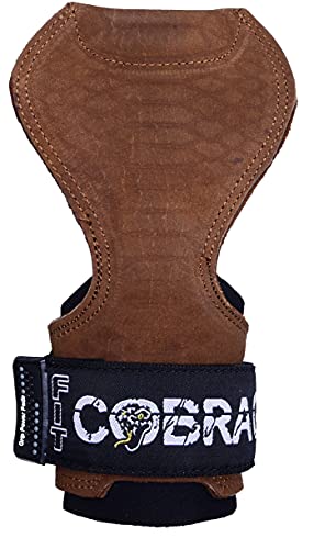 Cobra Grips Weight Lifting Gloves with Adjustable Neoprene Padded Wrist Wraps - Heavy Duty Alternative to Power Lifting Hooks for Deadlifts - color: FIT Brown Sway Leather, size: 4.25 - 7.0"