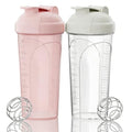 2 Pack 28oz Protein Shaker Bottles, Leakproof BPA Free Gym Mix Cups - color: Pink+White PRO
