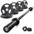 RitFit Barbell Weight Set - 4/6FT Olympic Barbell with Weight Plates (55-115LB Total) - Weightlifting Equipment for Squats, Curls, Deadlifts, Presses, Hip Thrusts - color: Black, size: 4FT With 85LB Plates