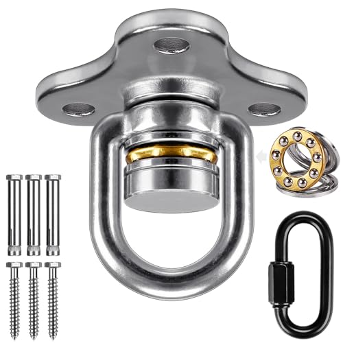 SELEWARE 360° Swivel Hanger with Bearing & Carabiner, Heavy Duty Hook for Tire and Saucer Swings, Indoor Outdoor Playground Hardware Accessories - color: Bearing Swing Hanger, 1 Pack