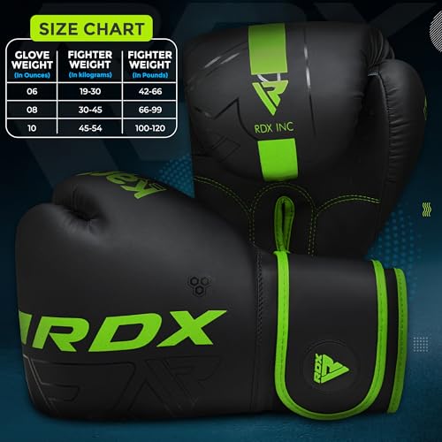 RDX Kids Boxing Gloves Sparring and Muay Thai Maya Hide Leather, Kara Patent Pending Junior Training Mitt for Kickboxing, Punching Bag, Focus Pads, MMA, Thai Pad, Double End Ball Punching Gloves - color: GREEN, size: 6OZ