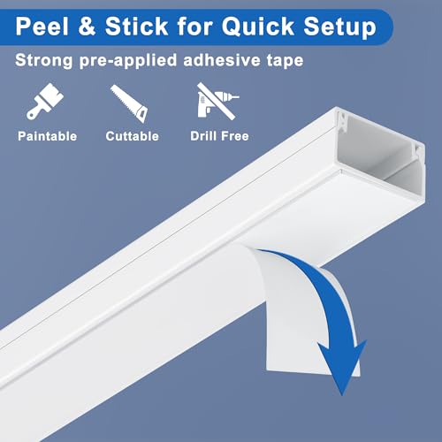 ZhiYo Cord Hider Kit, Cord Covers for Wires on Wall, Self-Adhesive Cable Raceway, TV Cord Hider for Wall Mounted TV, Paintable Cable Management Cover Kit, 7X L14in x W0.95in x H0.55in, White - color: White, size: W0.95in X H0.55in X L99in