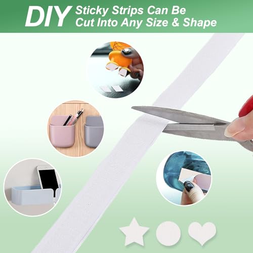 1''×41Ft White Heavy Duty Hook And Loop Tape Adhesive, No Punching Picture Wall Mounting Roll, Sticky Back Couch Cushion Grip, Keep Rugs in Place, Strong Adhesive Tape for DIY at Classroom Office Home - size: 1In × 41Ft, style: White