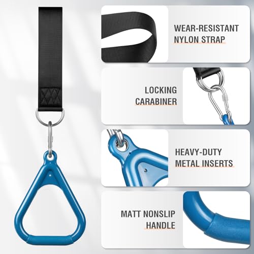 LadyRosian Trapeze Bar Swing Monkey Bars Hanging Ninja Rings Warrior Slackline Obstacle Course Kits for Kid Playground Equipment Accessories (Blue) - color: Blue