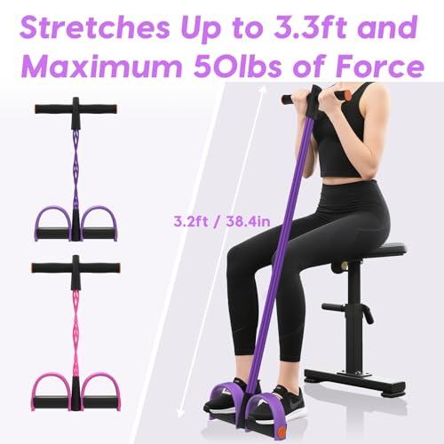 Resistance Bands with Handles, 6-Tube Elastic Pedal Resistance Band for Working Out, Durable Natural Rubber Exercise Bands, Multifunction Exercise Equipment for Abdomen, Waist, Arm, Leg Stretching - color: Purple