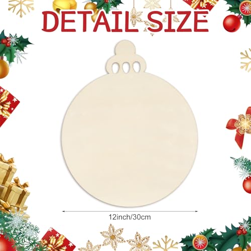 Anglechic 12 Pcs 12 Inch Christmas Ball Wood Cutouts DIY Wooden Christmas Ornaments for Crafts Unfinished Round Wooden Ornaments Natural Wood Circles for Crafts Centerpieces Holiday Decorations - color: blank color