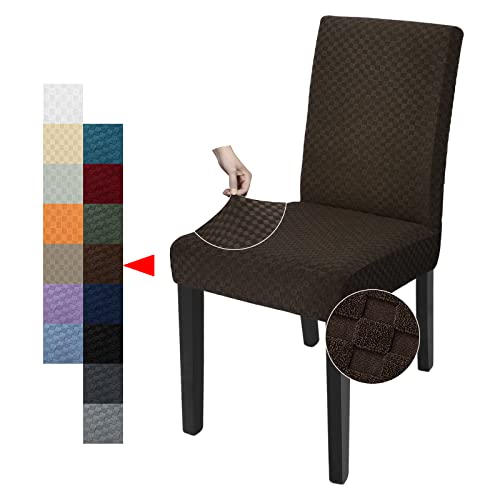 YEMYHOM 2 Packs Latest Checkered Dining Chair Slipcover Parsons Chair Furniture Protector Stretch Chair Covers for Dining Room, Restaurant, Kitchen, Party (Dark Coffee) - color: Dark Coffee, size: 2 Packs - Dining Chair