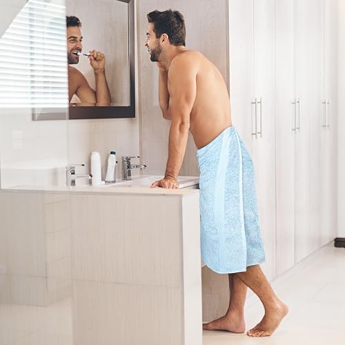 Commercial Bulk Pack of 12 Large Bath Towels – 100% Cotton Terry 24" x 50" – Ideal for Hotels, Salons, Gyms, Spas & Institutional Use – Sky Blue - color: Sky Blue, size: 24"x50" - PK 12
