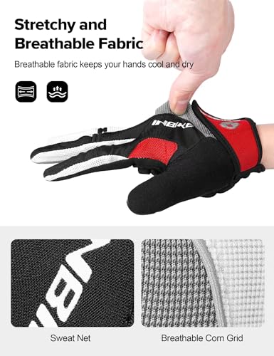 INBIKE Cycling Gloves for Men/Women Bike Gloves with Touchscreen-Padded Anti-Slip Mountain Biking MTB Bicycle Gloves for Cycling/Workout/Gym/Outdoor - color: Bright Red, size: Medium