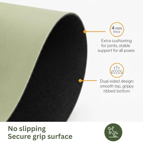 Non Slip Yoga Mat for Home Workout – Wide Green Exercise Mat for Hot Yoga, Large Travel Yoga Mat for Pilates, Stretching Equipment and Fitness Training, Extra Thick Yoga Matt for Women