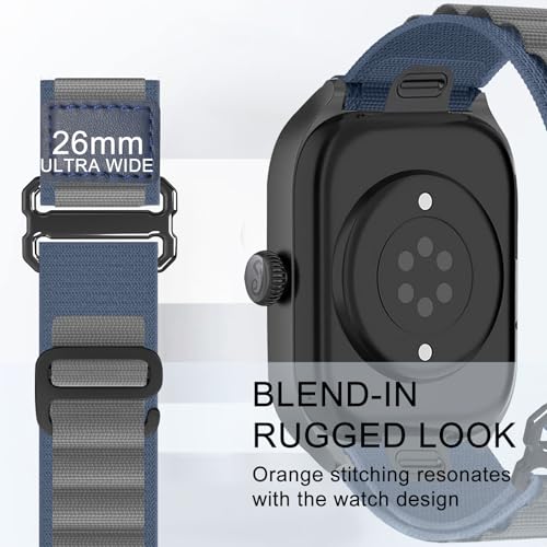 Alpine Loop Nylon Band - Compatible with Apple Watch Ultra 2/Ultra Bands 49mm 45mm 44mm for Men Women, Adjustable with Metal C Hook Strap for iWatch Ultra 2 iWatch Ultra Series 10 46mm SE/9/8/7/6/5 - color: Alpine/New Blue Black
