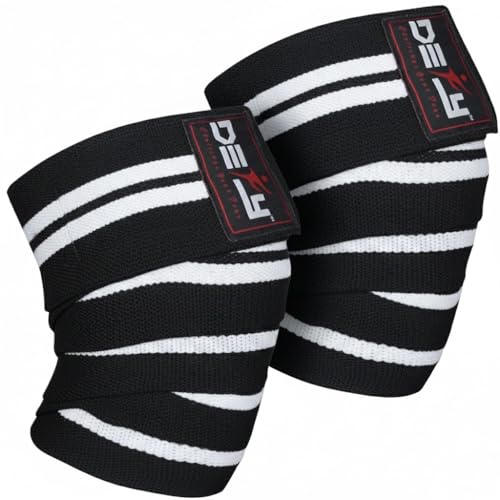 DEFY Knee Wraps for Weightlifting - Provides Knee Support for Powerlifting, Squats & Fitness Workouts - color: Black/White
