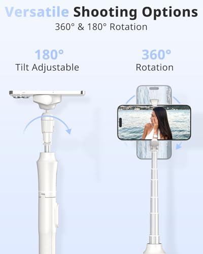 UBeesize 62'' Magnetic Selfie Stick Phone Tripod with Wireless Remote, Extendable Cell Phone Tripod Stand, Compatible with MagSafe, Cellphone Tripod for iPhone 15 14 13 12 and Android Phones White - color: White, size: 62-in