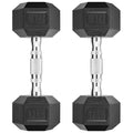HANDBODE Hex Dumbbell Set of 2, Rubber Encased Fixed Dumbbells, 2.5-65 lb | Non-Slip Comfortable Handles, Hand Weights for Strength Training, Ideal for Home Gym Workouts - size: 12 lb, Pair, style: Chrome Handle
