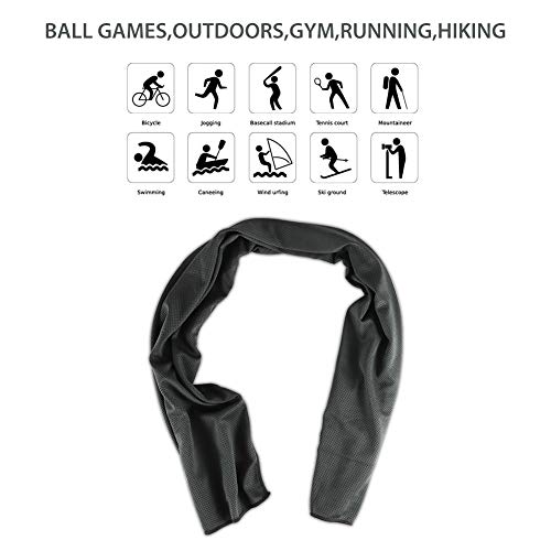 Sports Towel for Instant Cooling Relief Microfiber Towels for Golf Workout Swimming Gym Yoga Travel Camping Fitness 40"x12" Sweat Towel (Black 2 Pack) - color: Black 2 Pack