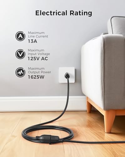 [ETL Listed] Cable Matters 16 AWG 13A Power Extension Cord, 50ft | 3-Prong Grounded, 1625W, Heavy Duty, NEMA 5-15P to 5-15R, Black - color: Black, size: 50 Feet, style: 1-Pack