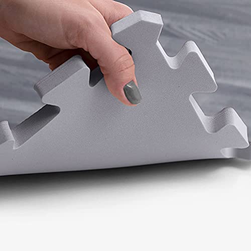 IncStores Premium Soft Wood Print Foam Flooring Tiles | Interlocking Foam Tiles for Home, Gym, Training and Yoga | 3/8 and 5/8 Inch - color: 3/8" - Grey, size: 24 Sq Ft