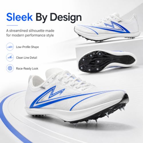 Track and Field Shoes Men Women Kids Spikes Sneakers Full-Length Carbon Plate Track Race Jumping Sneakers Girls Professional Running Track Spikes Shoes Boys - color: White, size: 8.5