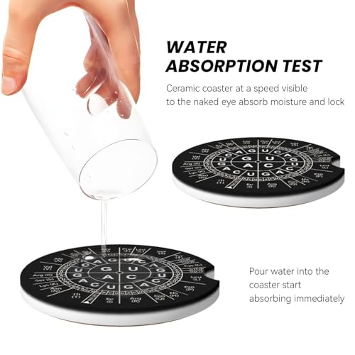 Biology Genetic Code Science Car Coasters for Cup Holders, 2 Pack Absorbent Ceramic Drink Cup Coaster for Women Men, Auto Interior Accessories - color: T17