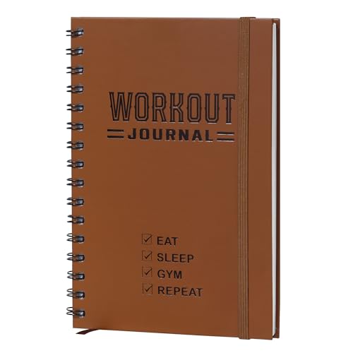 Nextnoid Hardcover Fitness Journal Workout Planner for Men & Women - A5 Sturdy Workout Log Book to Track Gym & Home Workouts - Brown - color: K.Brown, style: Fitness