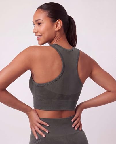 Juicy Couture 2 Piece Women's Workout Set Seamless Bra and Leggings Athletic Pilates Yoga Gym Activewear Matching Outfit - color: Solid Charcoal, size: Large