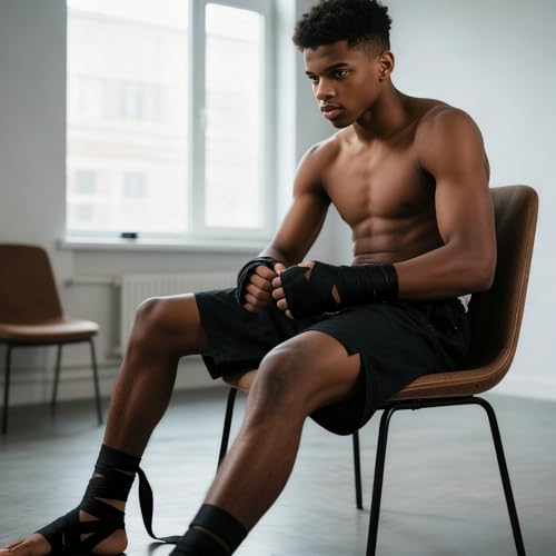 2Pack Kids Boxing Hand Wraps, Boxing Elastic Mexican Hand Wrap Elastic Wrist Compression Bandage Elastics Hands Wraps for MMA, Hands Protection for Boxings Gloves Under Mitts Wrist Protection, Black