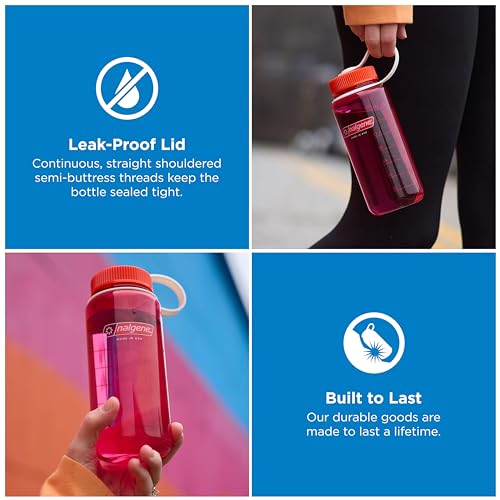 Nalgene 16 oz Wide Mouth Water Bottle | Slim Cup Holder Size, BPA-Free, Durable & Leak Proof, Lightweight Travel Bottle, Cerulean - color: Cerulean Sustain, size: 16 Ounces