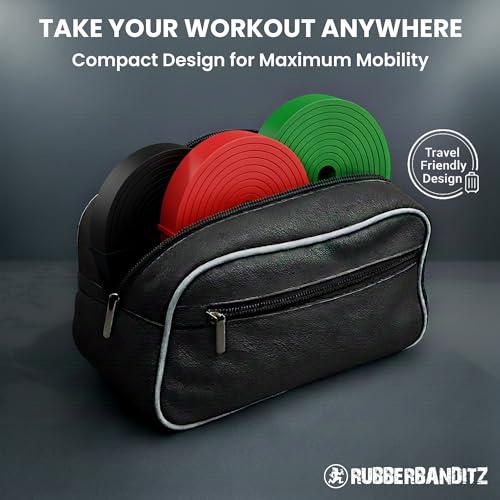 Rubberbanditz Combo Pull Up Assist Bands | Heavy Duty Resistance Exercise Bands for Powerlifting, Mobility, and Stretching | Resistance Bands for Working Out - color: Red, Black, and Green, size: Pack of 3