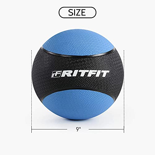 RitFit Weighted Medicine Ball - Non-Slip Rubber Shell & Dual Texture Grip - Workout Exercise Ball for Core Strength, Balance Training, Coordination Fitness - Multiple Weights & Colors - size: 8lb