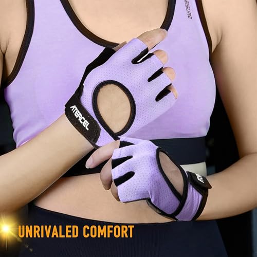 ATERCEL Weight Lifting Gloves Full Palm Protection, Workout Gloves for Gym, Cycling, Exercise, Breathable, Super Lightweight for Mens and Women - color: Violet, size: Small