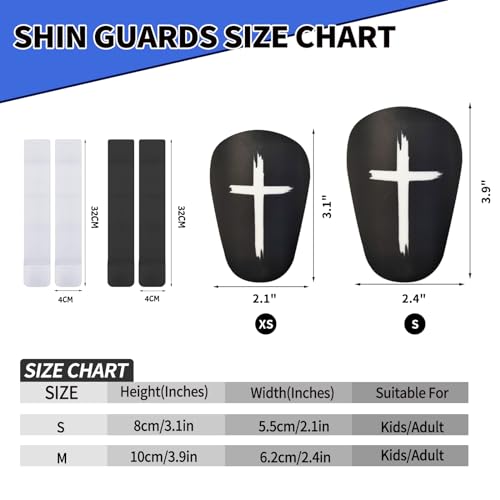 Mini Shin Guards Soccer Age 4-6, Small Protective Gear with Fixed Straps | 2/4 Pairs Tiny Cross printed design Shin Pads Extra Small Protective Equipment Calf Protective Gear for Kids Boy girls Player - color: White+Black, size: Small