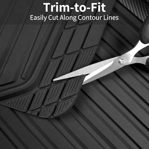 CAR PASS Heavy Duty Rubber Car Mats Metallic,Aluminum Film All Weather Floor Mats Waterproof Universal Trim to Fit SUVs Sedans Vans 4 Piece Anodized Deep Dish Two-Tone Sporty Carbon Fiber Black Chrome - color: Black Carbon Fiber