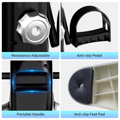 Under Desk Bike Pedal Exerciser, Mini Exercise Bike for Arm/Leg Exercise, Portable Peddler with LCD Display