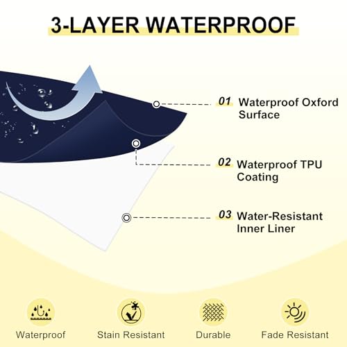 downluxe Outdoor Bench Cushion Waterproof, 42 x 18 Inch Patio Furniture Cushions with Adjustable Ties & Portable Handle, Porch Swing Cushions, Bench Cushions for Outdoor Furniture, Navy - color: Navy, size: 42x18x3 Inch