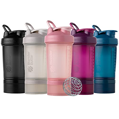 BlenderBottle Shaker Bottle with Pill Organizer and Storage for Protein Powder, Classic V2 ProStak System, 22-Ounce, Smoke Grey - color: Smoke Grey