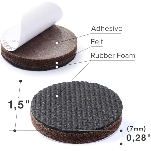 Non Slip Furniture Pads X-Protector - 8 PCS 1 1/2” - Furniture Grippers | Premium Self-Adhesive Rubber Feet for Furniture - Keep Furniture in Place! - Anti Slip Furniture Pads - size: 1.5 inch 8 Round