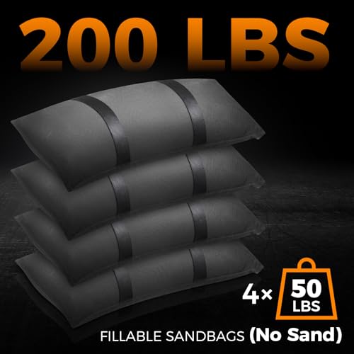 200 LBS Umbrella Base Weights Sandbags, 4 Packs Sand Bags for Weight, Weatherproof Fillable Heavy Duty Weight Sandbag for Outdoor Furniture Backyard Umbrella Garden Trampoline Poolside Accessories - color: Black