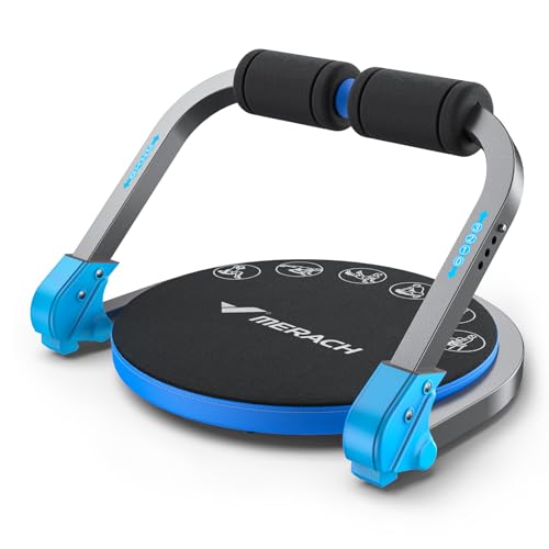 MERACH Ab Machine, Sit Up Exercise Equipment with 3 Adjustable Resistance Levels, Automatic Rebound Ab Crunch Machine for Core Workout, Ab Workout Equipment for Stomach - style: Round(Blue)