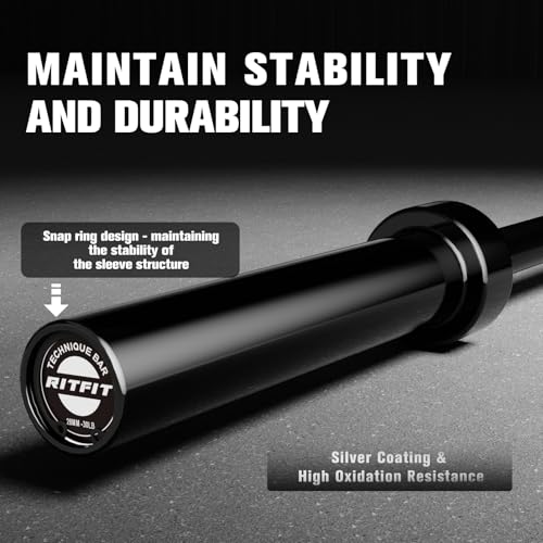 RITFIT Olympic Barbell 4ft/6ft - 2 Inch Weight Bar for Strength Training, Weightlifting, Squat, Deadlift, Bench Press, Curl, Overhead Press - 350lbs/500lbs Capacity - color: Black, size: 6FT without Collar