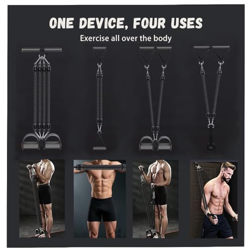 Multifunction Tension Rope Set,Upgraded Smart Stirrup Puller Adjust Sit Up Bar-Pedal Puller Tensioner Workout Bands Resistance with Abdomen/Waist/Leg/Hips/Chest/Back
